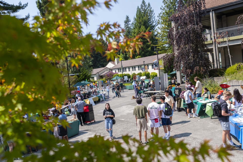 students at campus resource fair